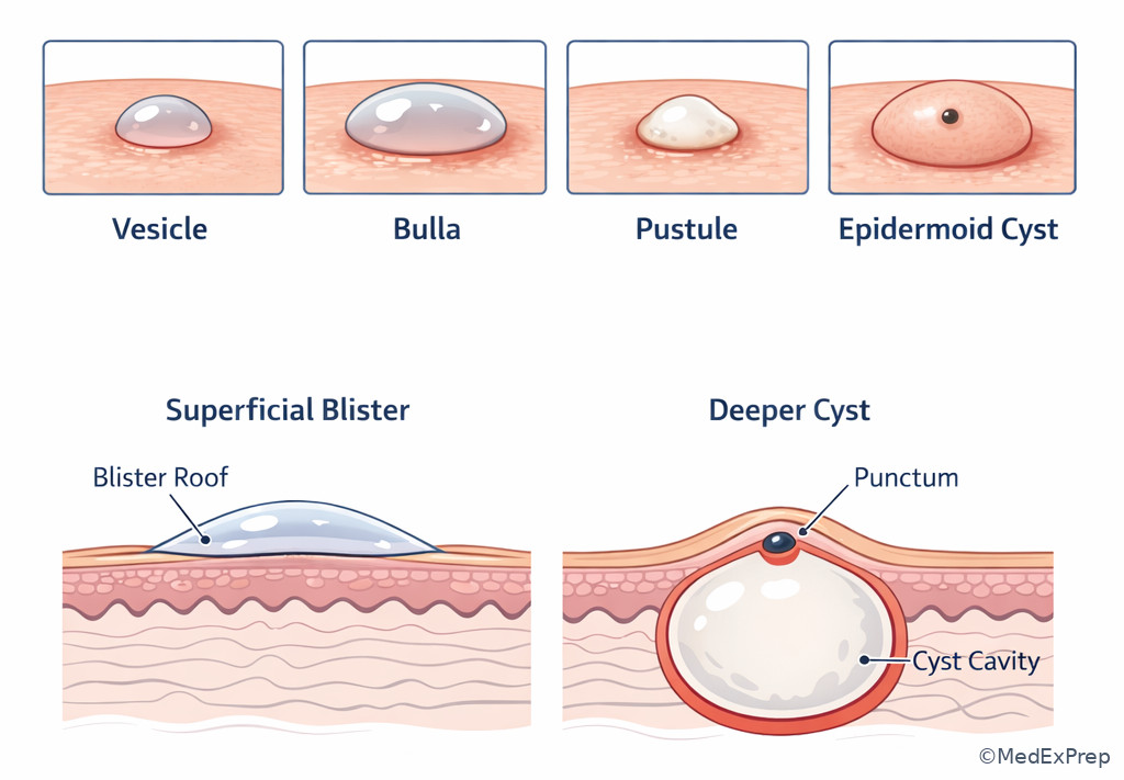 Vesicle bulla pustule cyst visual atlas