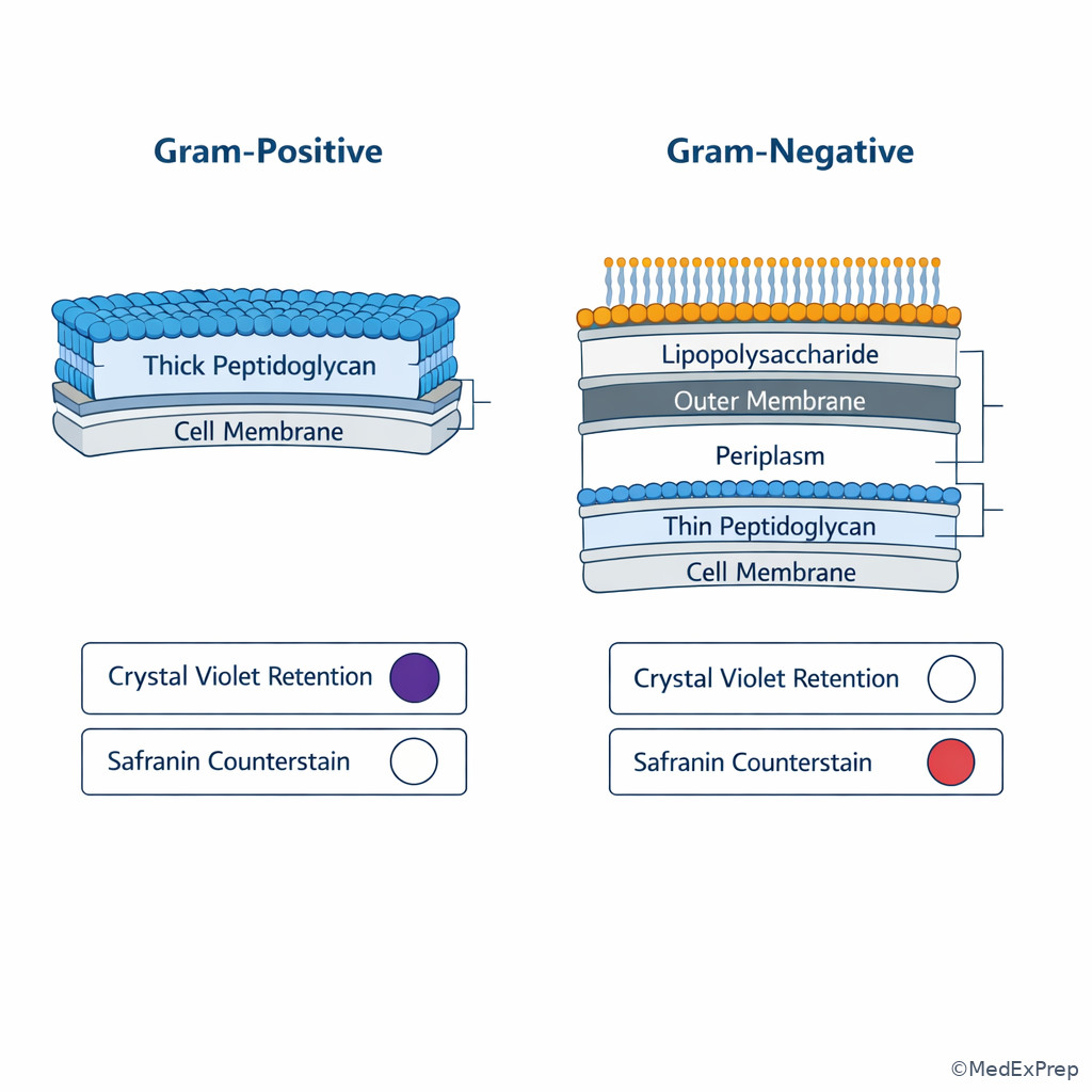Cell wall basis of Gram staining