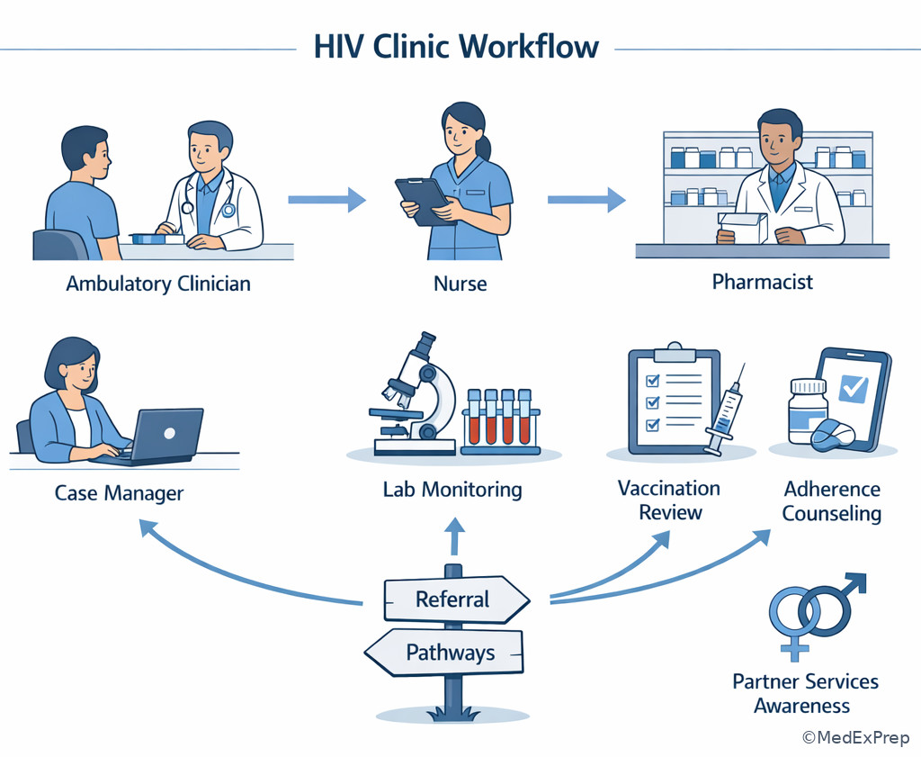 Outpatient HIV team roles in clinic