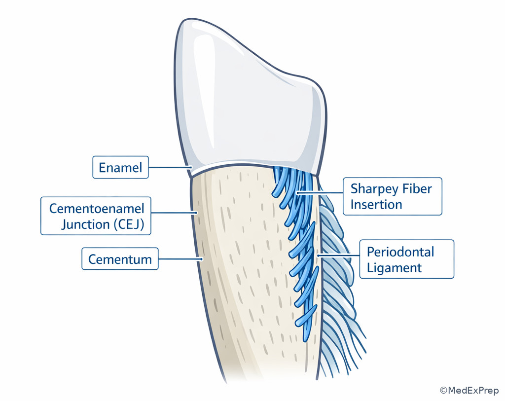 Root surface with cementum detail illustration