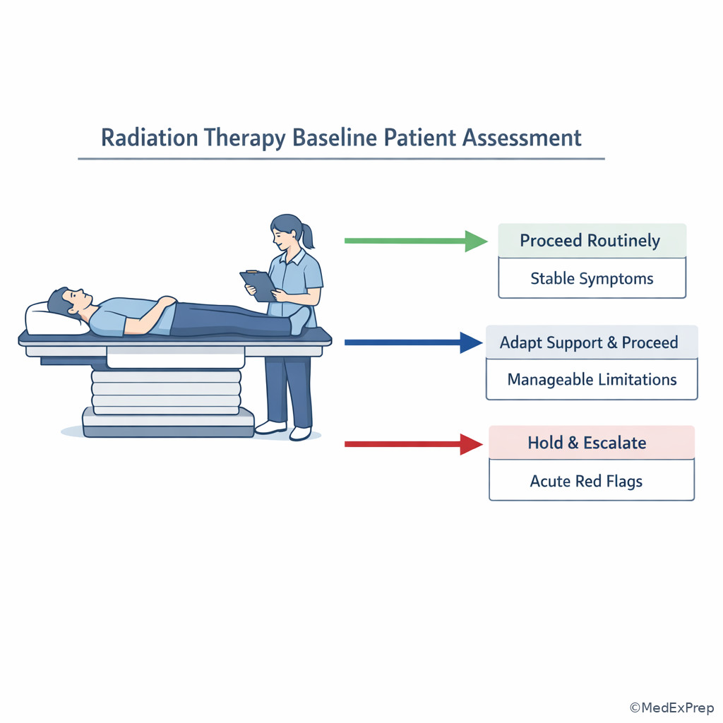 Decision points before radiation therapy setup