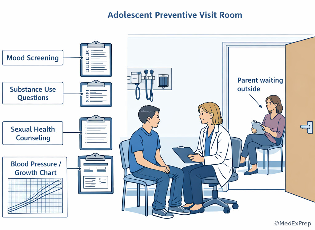 Adolescent confidential preventive visit layout