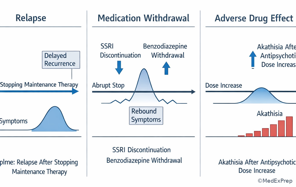 Fig 4. Relapse versus withdrawal versus adverse effect comparison illustration