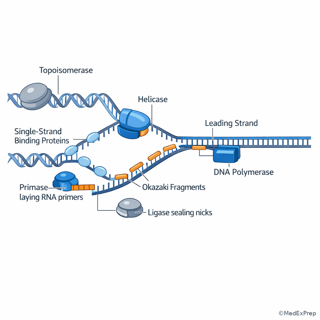 Fig 3. Labeled DNA replication fork