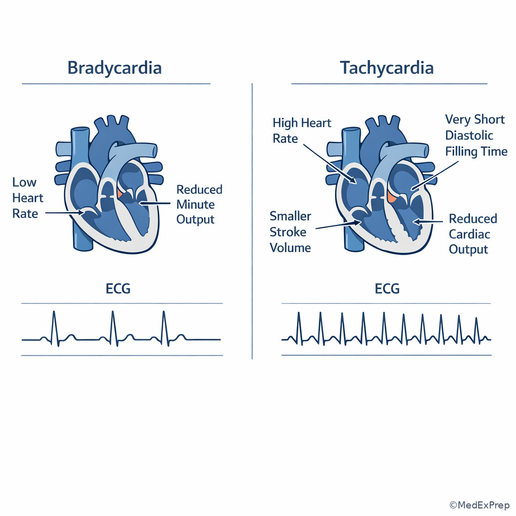 Fig 4. Bradycardia and tachycardia effects on filling and output