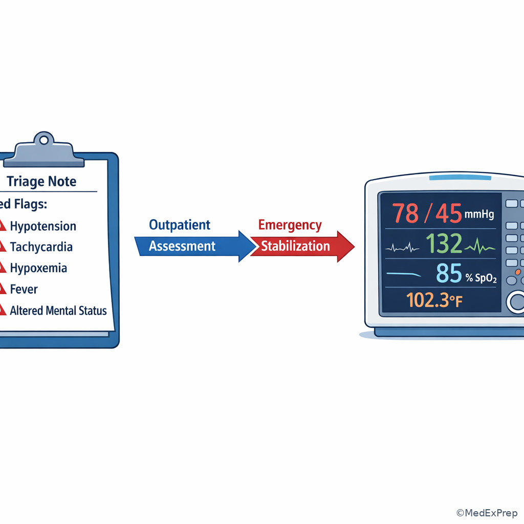 Red-flag vital sign triage illustration