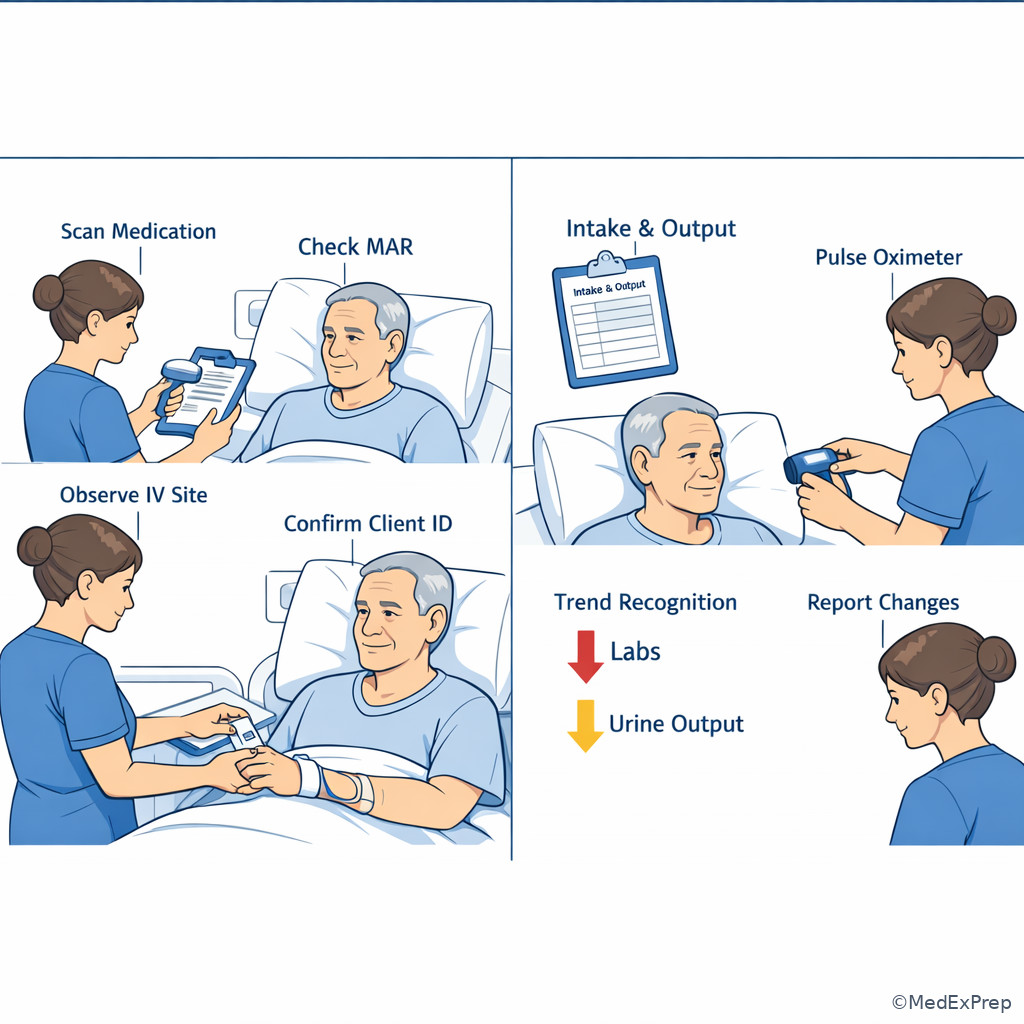 Medication and monitoring comparison scene