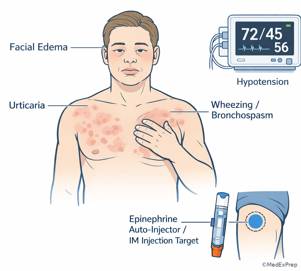Anaphylactic shock bedside pattern
