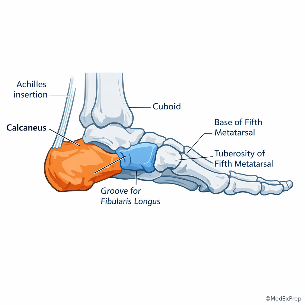 Lateral view showing calcaneus, cuboid, and fifth metatarsal base