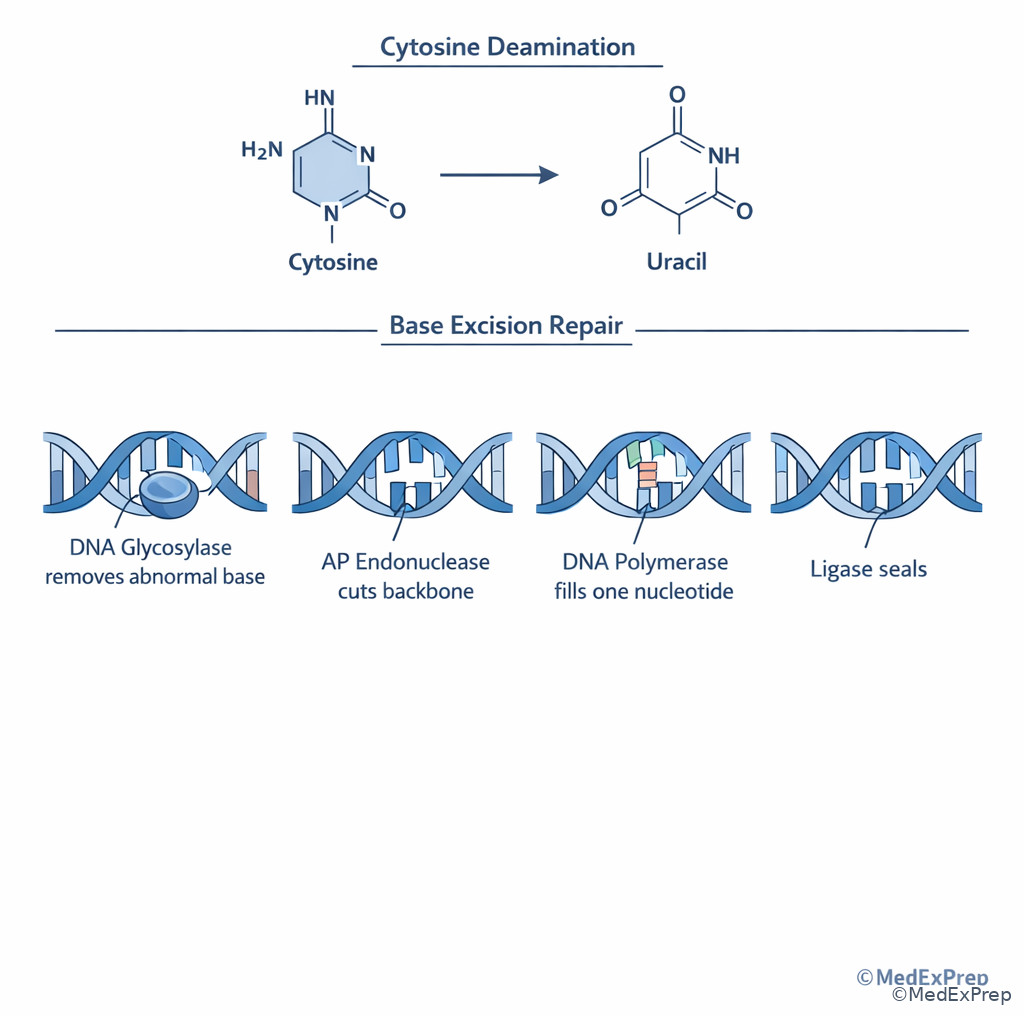 Base excision repair of deaminated cytosine