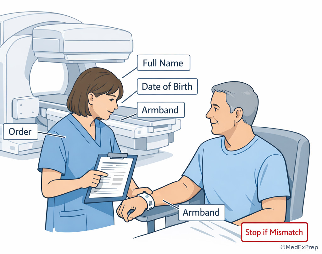 Patient identity check at nuclear medicine intake