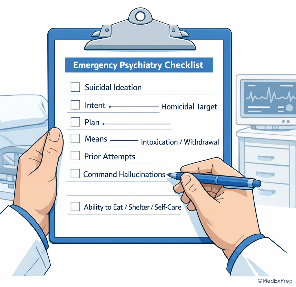 Emergency psychiatry safety assessment checklist