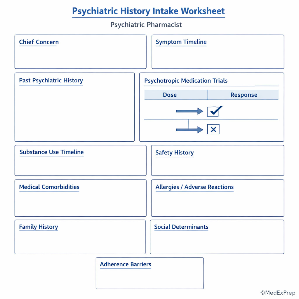 Fig 3. Labeled psychiatric interview intake worksheet