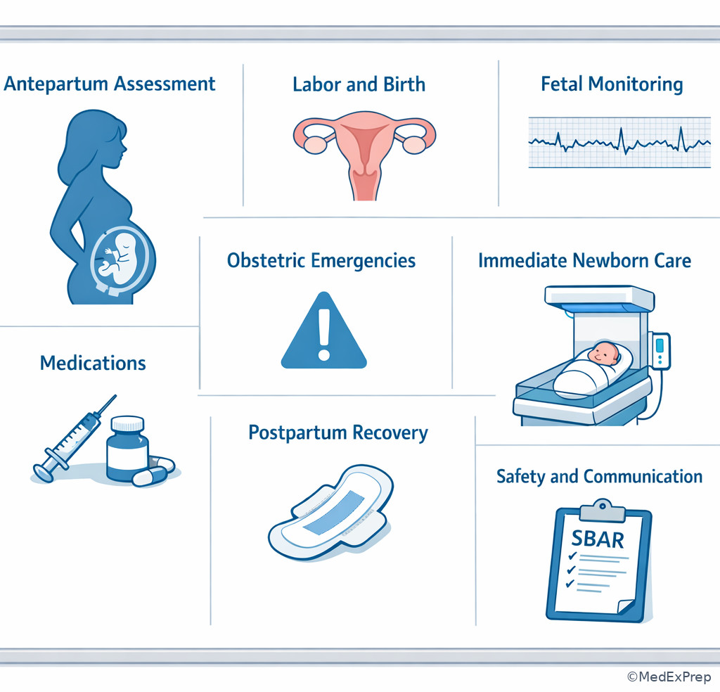 Study dashboard of inpatient obstetric content areas