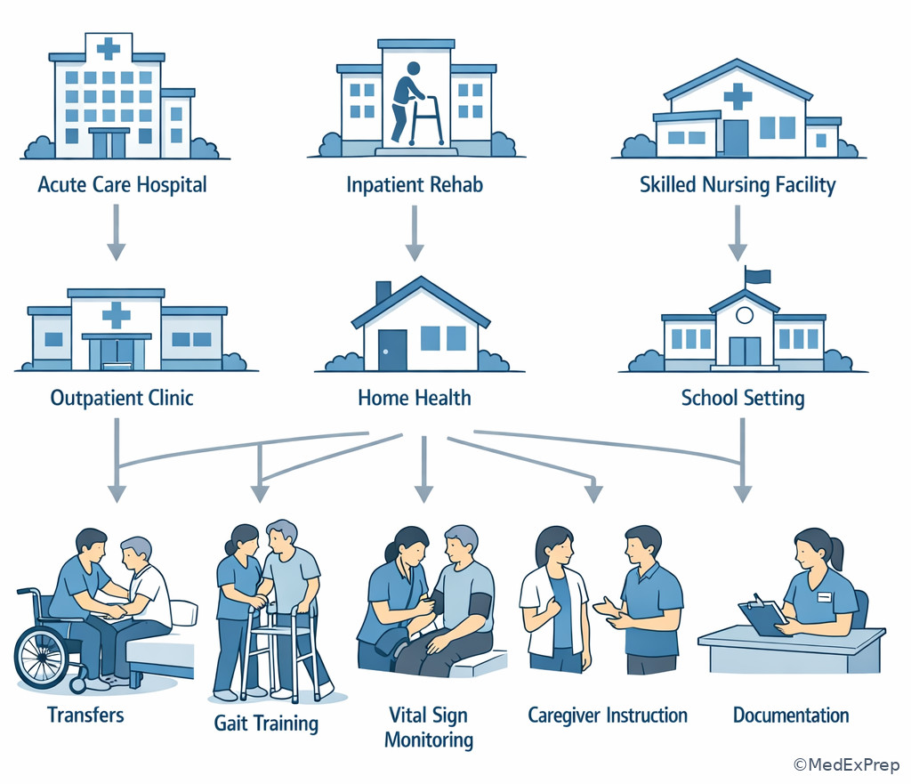 Rehab setting icons linked to exam scenarios