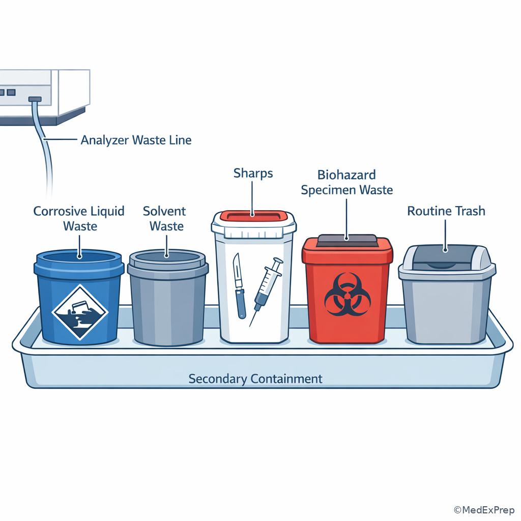 Chemical waste segregation in clinical chemistry