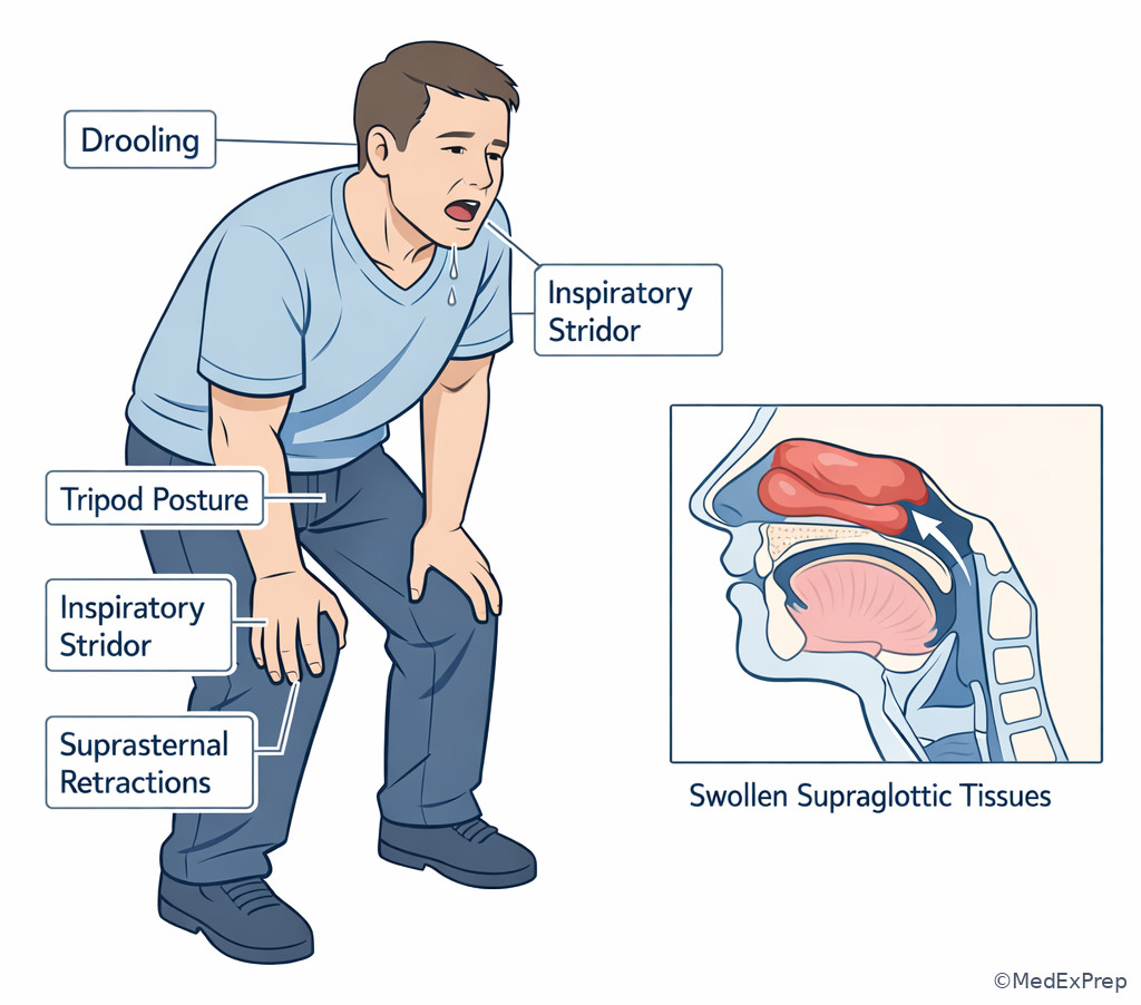 Upper airway obstruction illustration