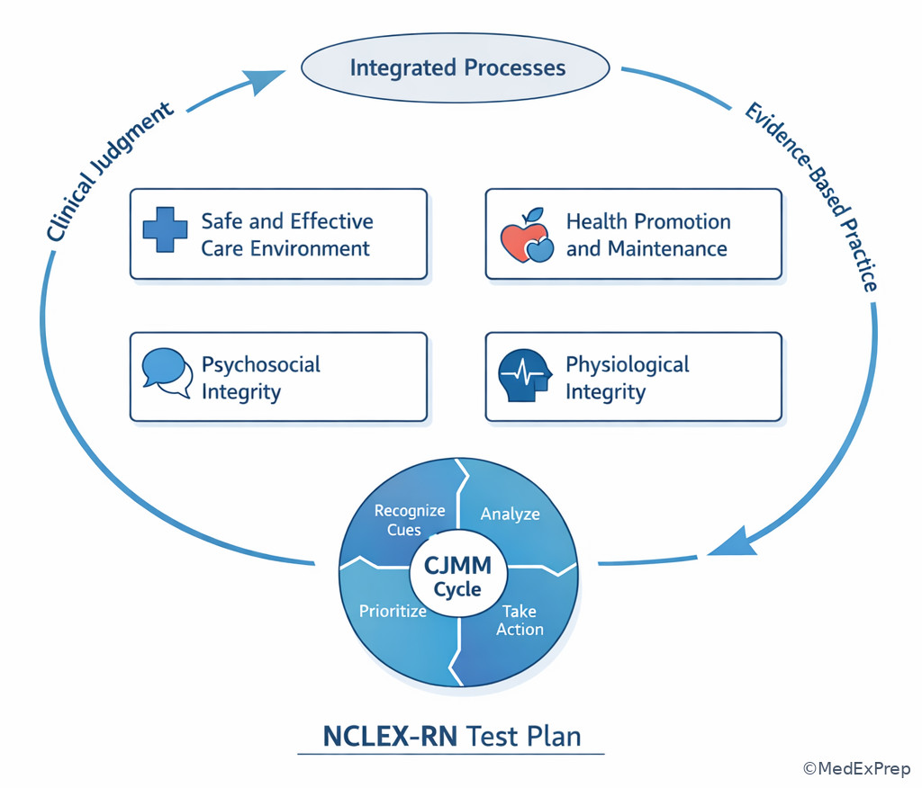 NCLEX dashboard-style blueprint map