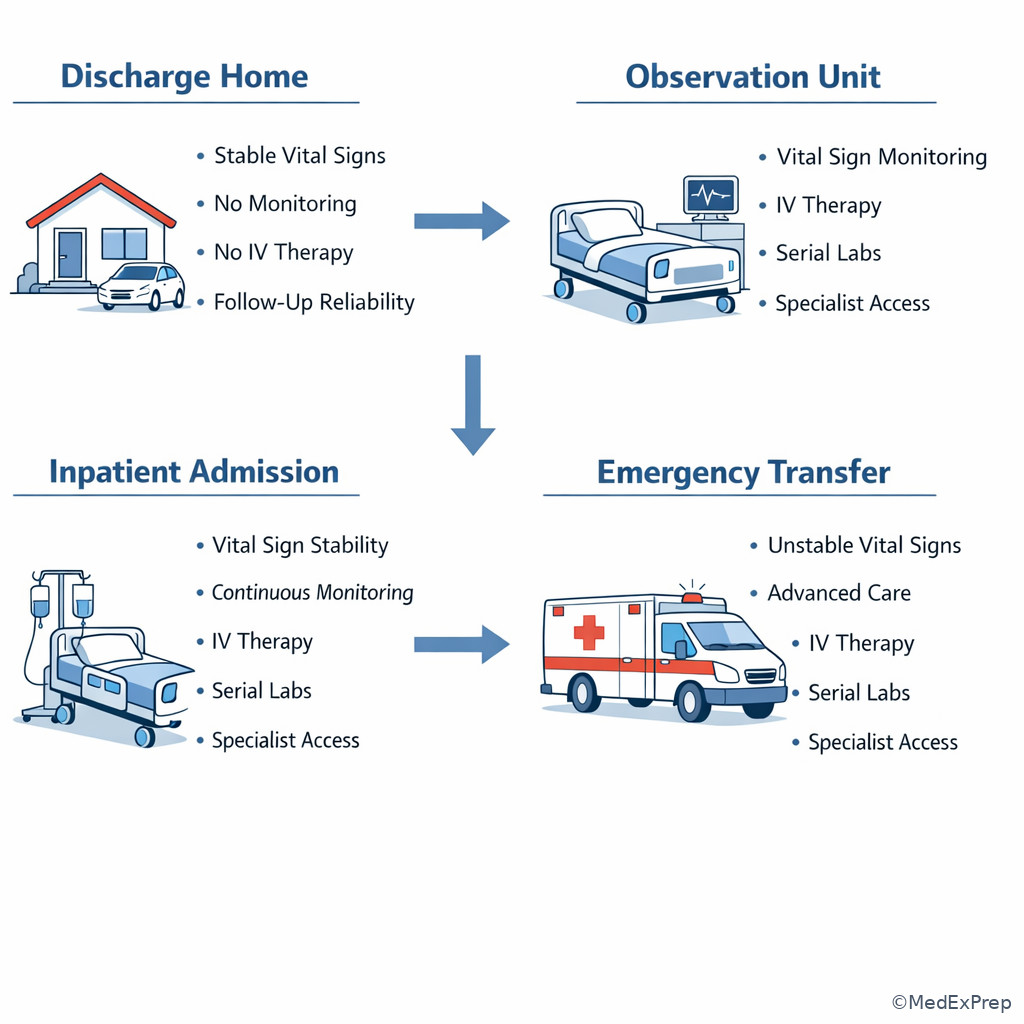 Disposition pathways from acute care evaluation