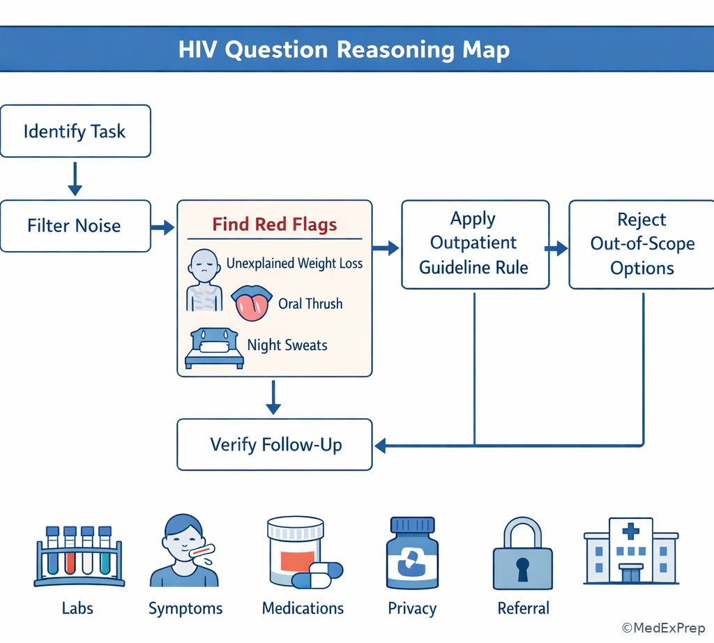 Board-style HIV stem reasoning map