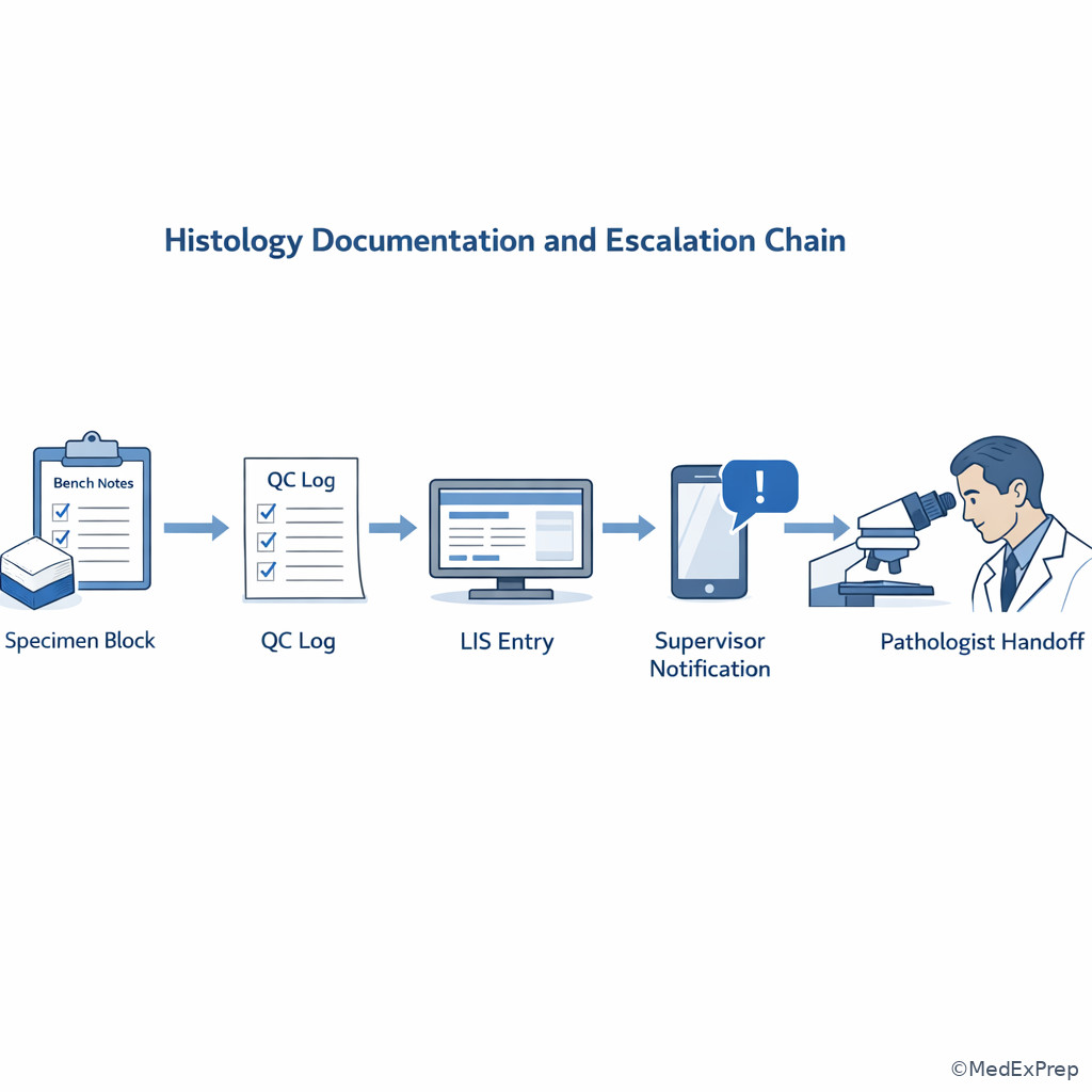 Documentation and escalation chain in histology