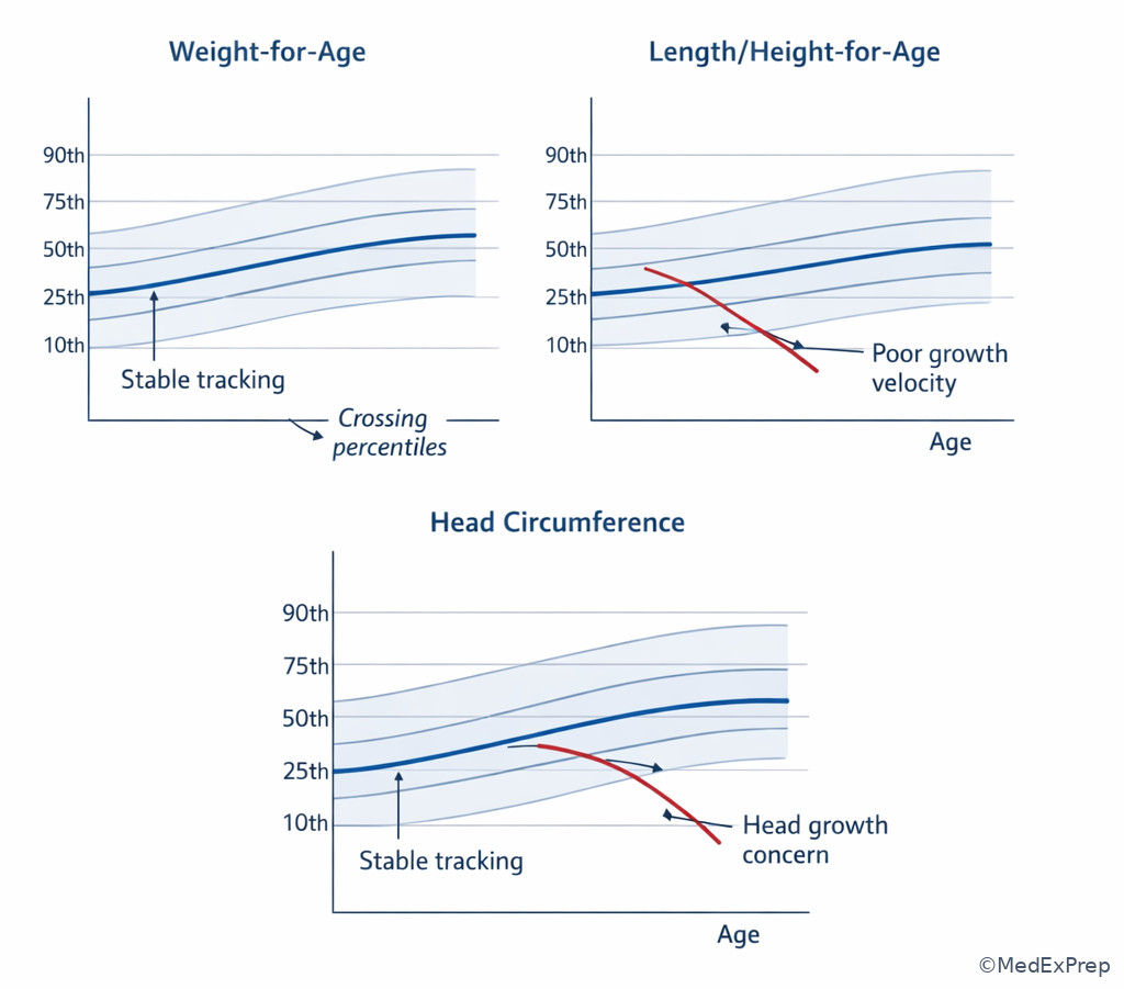 Pediatric growth chart interpretation panel