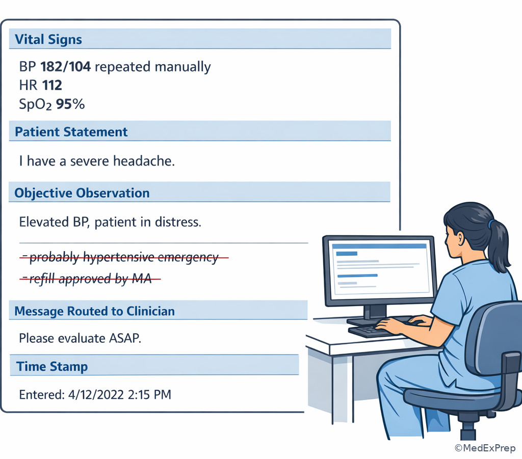 Objective charting example in outpatient EHR