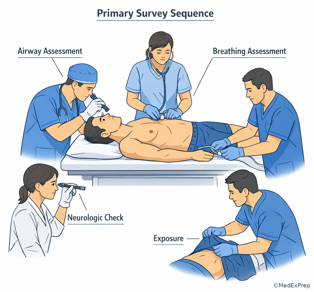 Primary survey in emergency care
