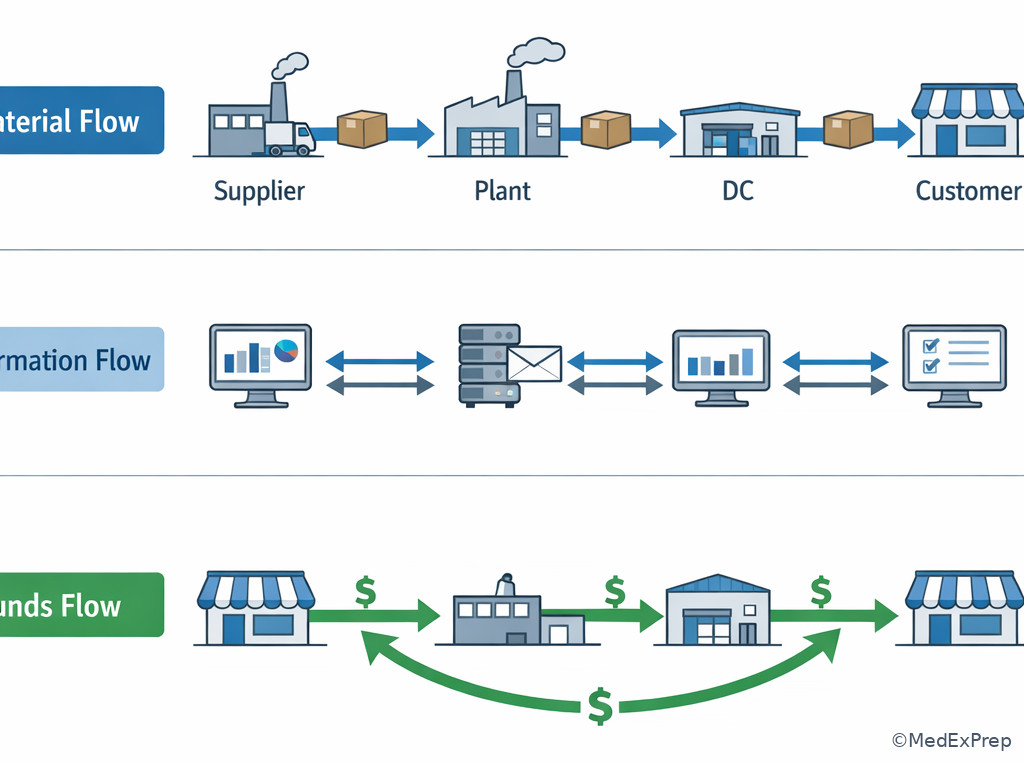 Three supply chain flows illustration