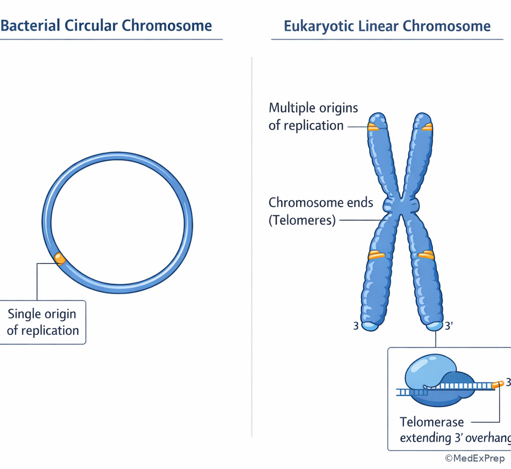 Chromosome end replication illustration