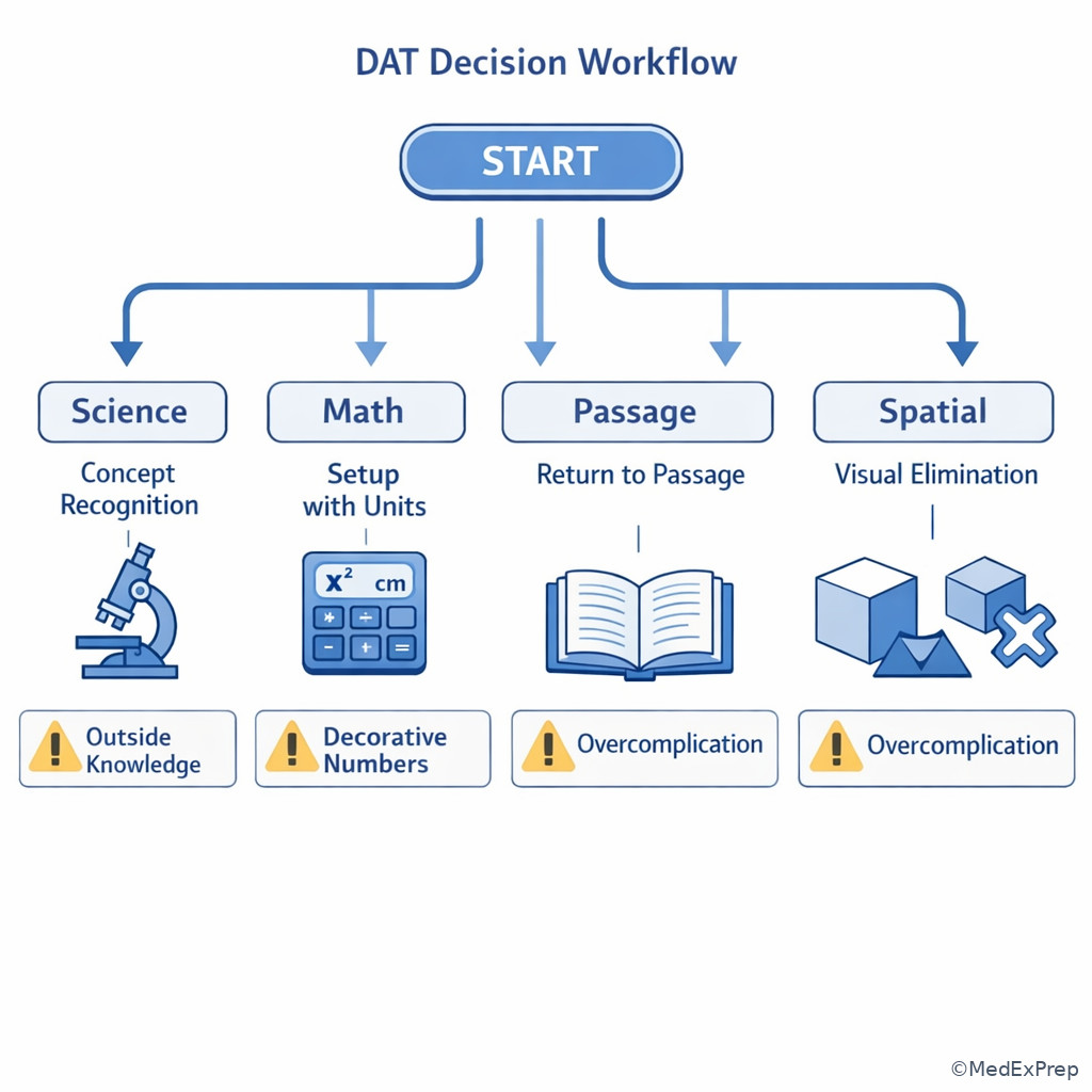Decision workflow poster for mixed DAT tasks