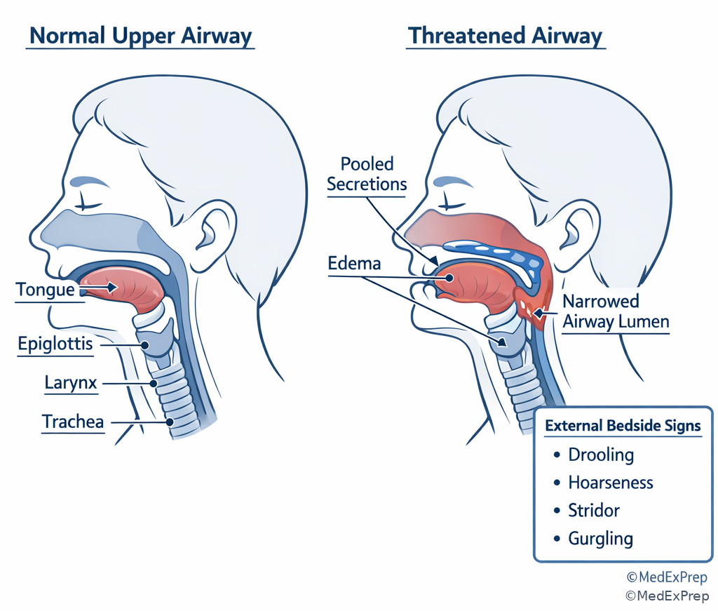 Fig 4. Patent versus threatened airway signs
