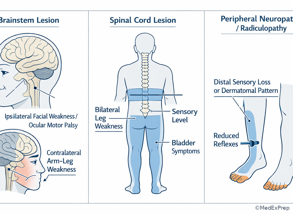 Fig 5. Crossed brainstem versus spinal cord versus peripheral patterns