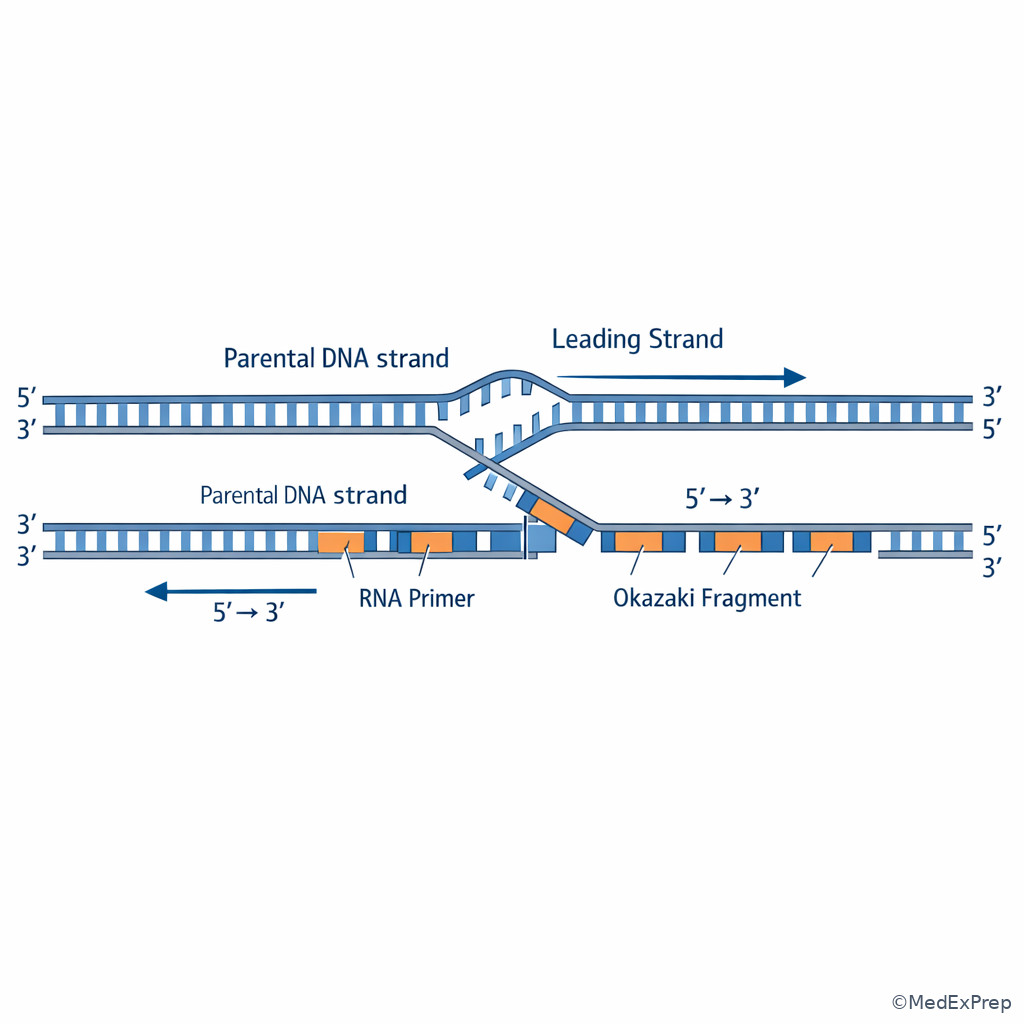Leading and lagging strand close-up