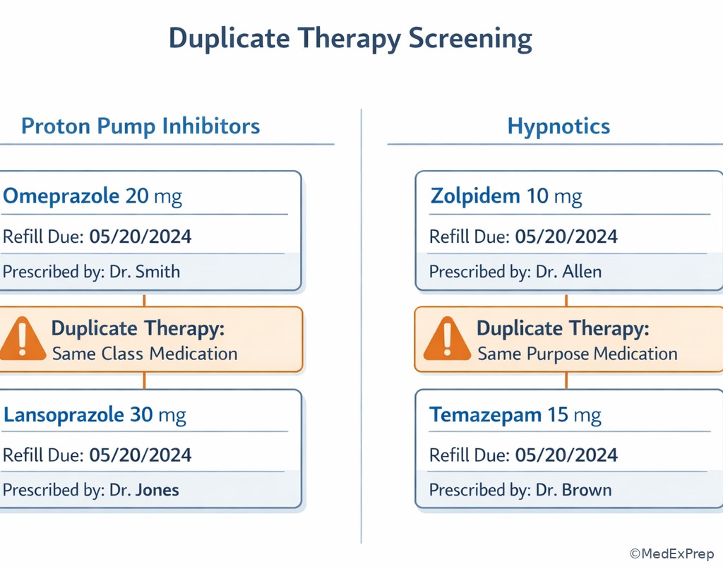 Duplicate therapy comparison panel