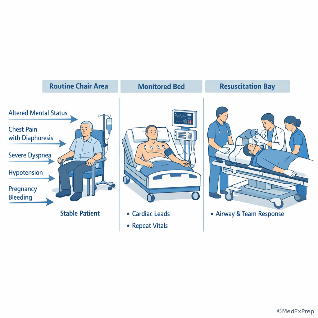 Fig 6. Monitored versus routine triage placement