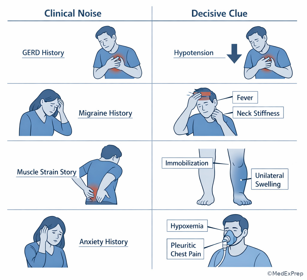 Clinical noise versus decisive clue comparison image
