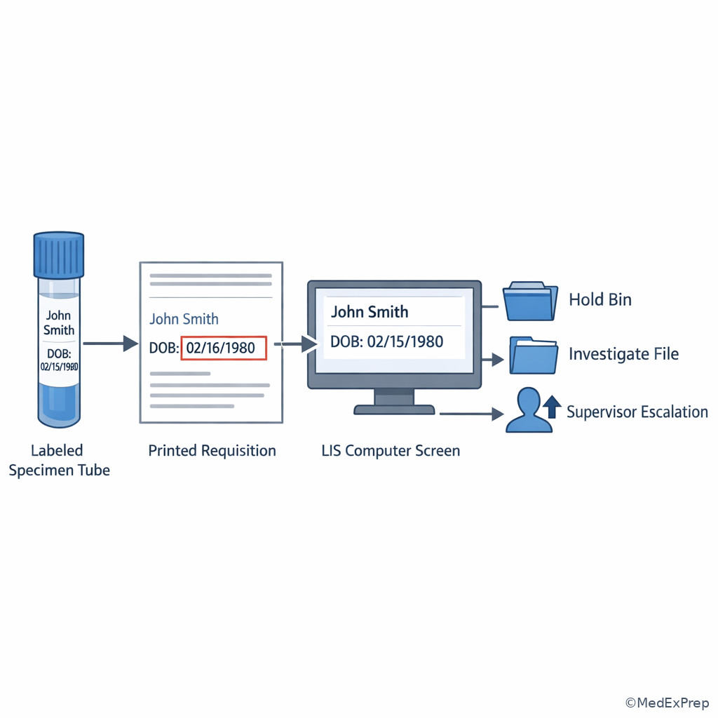 Laboratory accession desk mismatch review