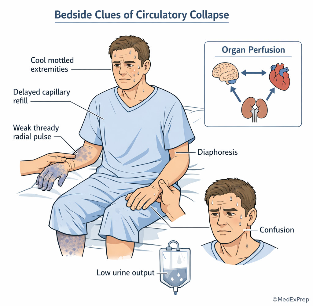 Circulatory collapse bedside clues