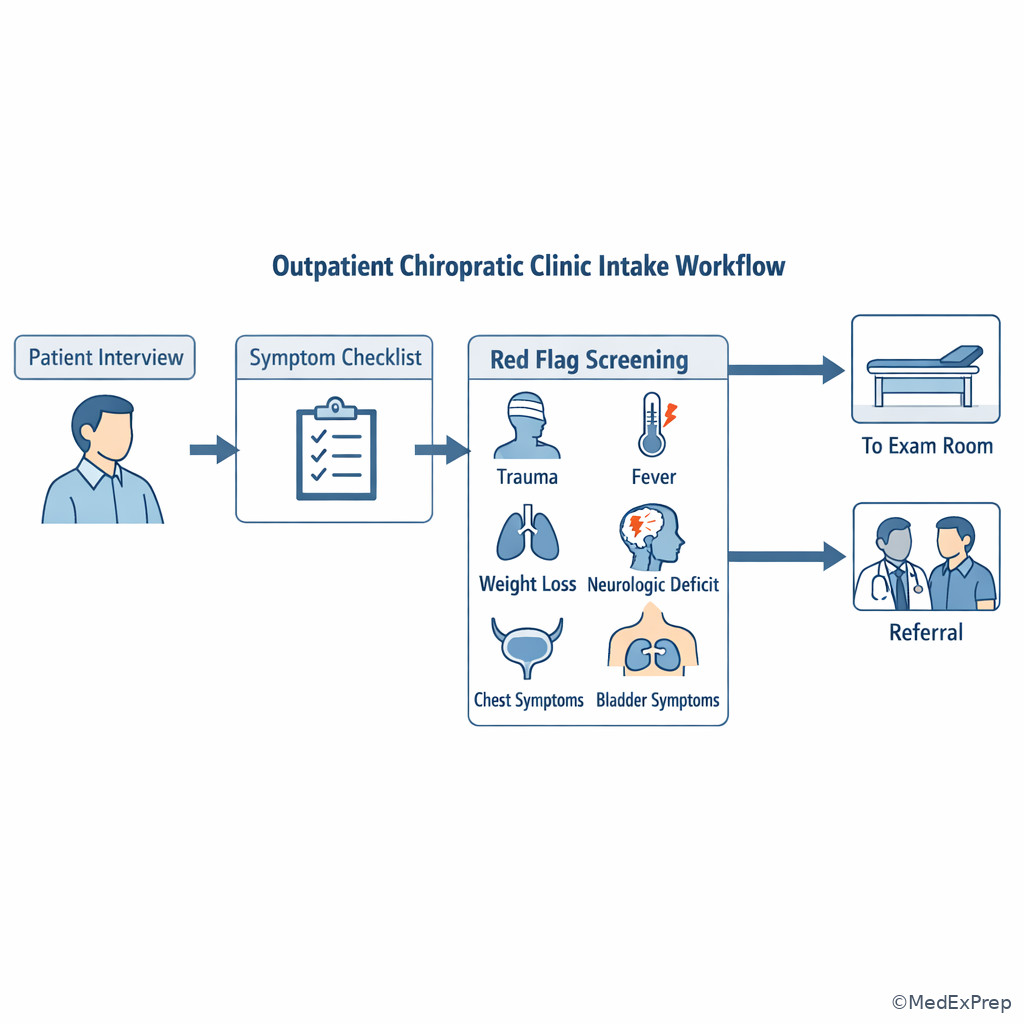 Outpatient chiropractic history triage desk workflow