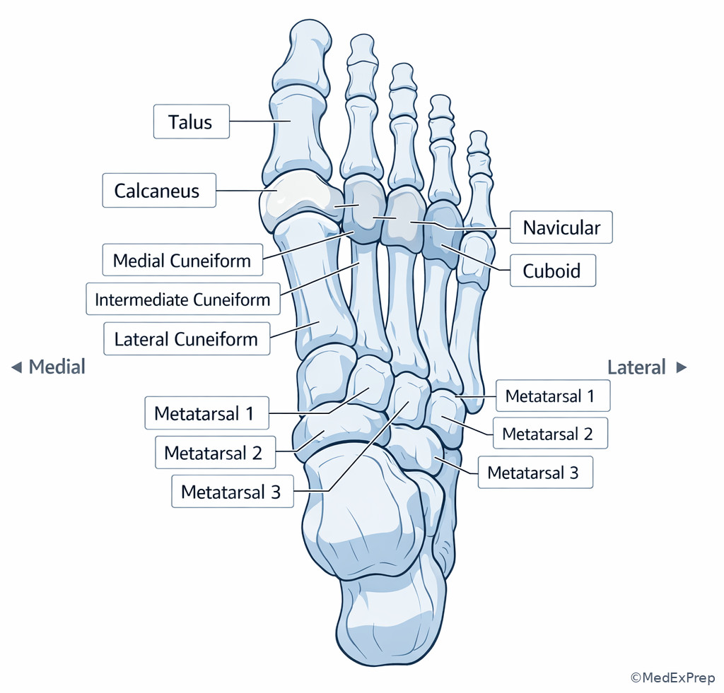 Fig 2. Dorsal view of tarsal and metatarsal bones