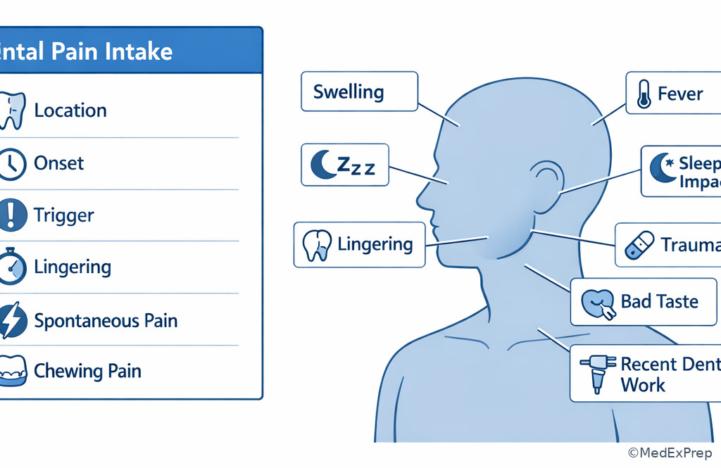Focused questioning checklist for dental pain intake