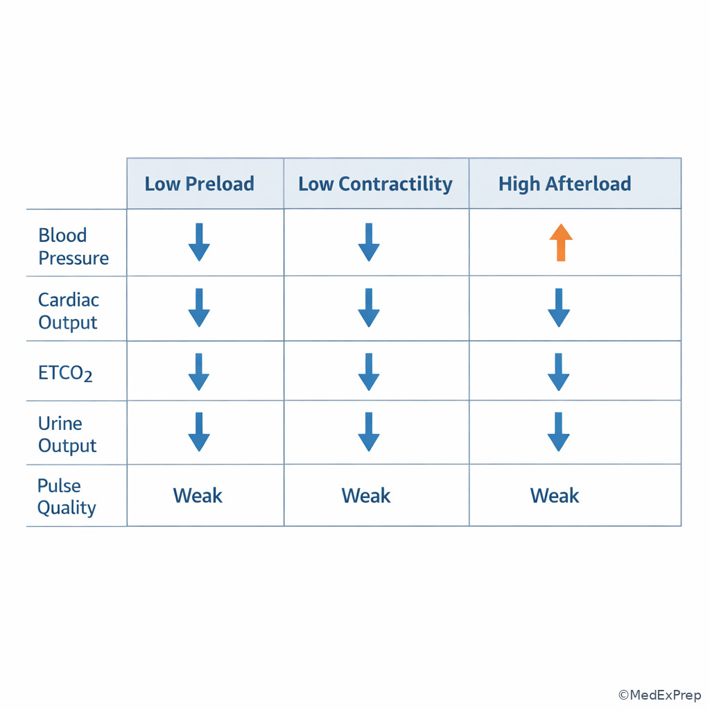 Flow-pressure comparison chart for OR hemodynamic interpretation
