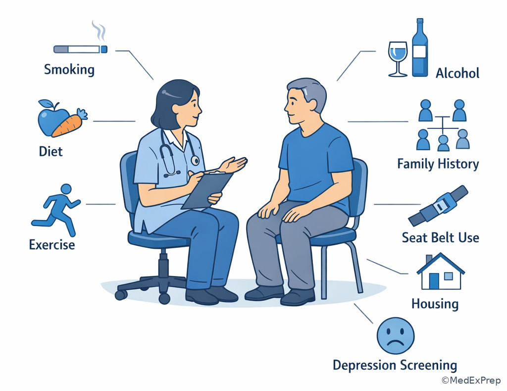 Primary care risk assessment interview scene