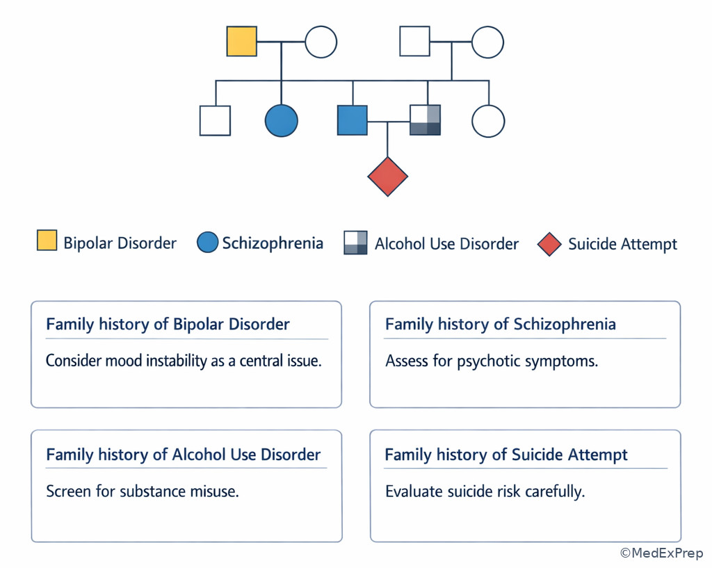 Labeled family pedigree and psychiatric risk cues