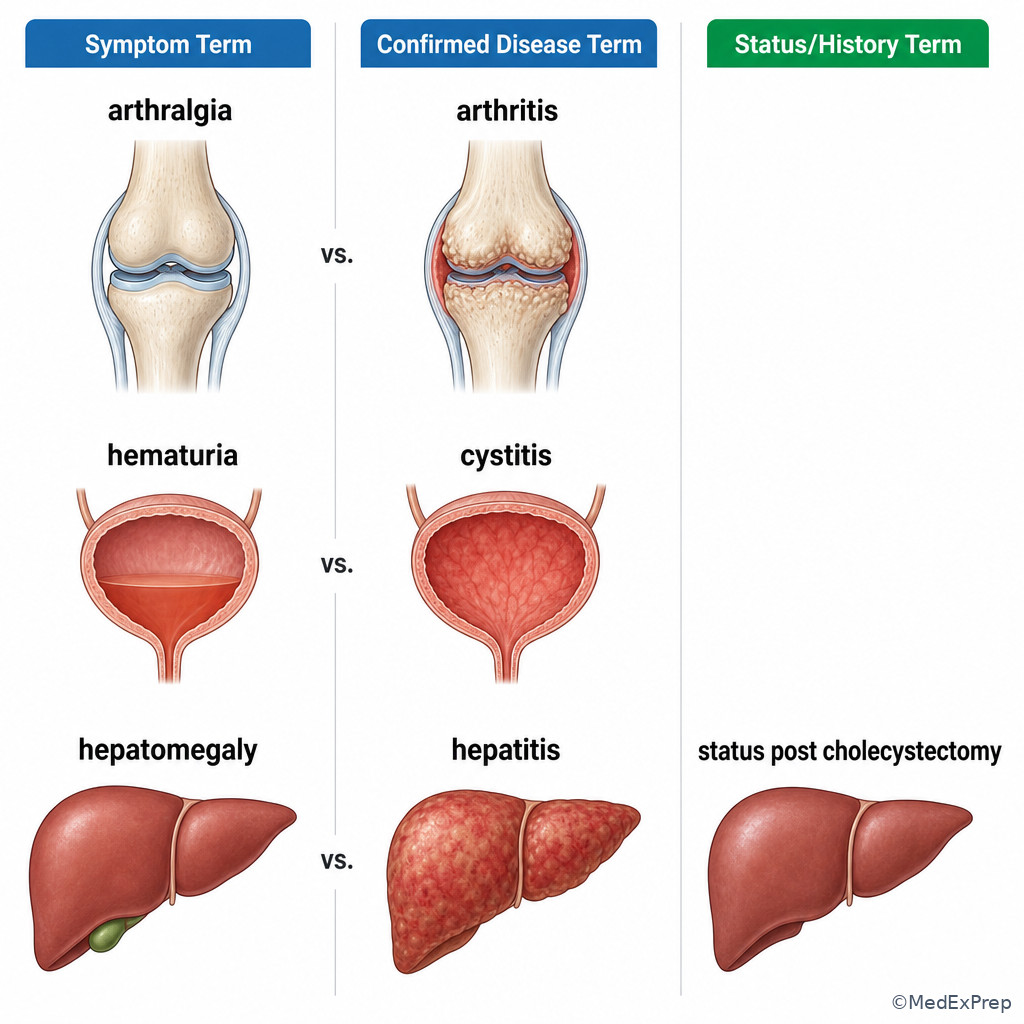 Symptom-vs-diagnosis language panel