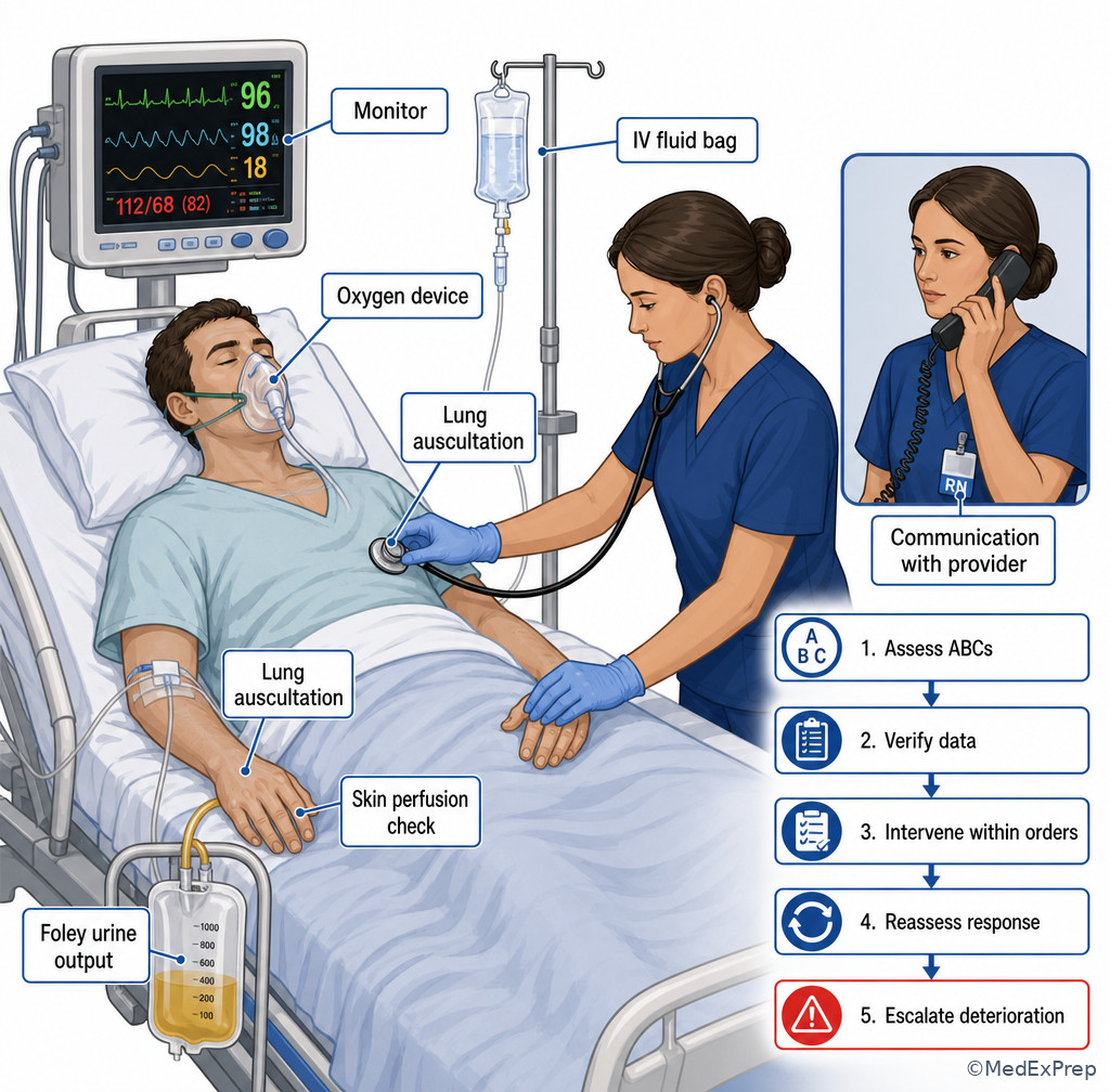 Priority nursing actions for low perfusion illustration