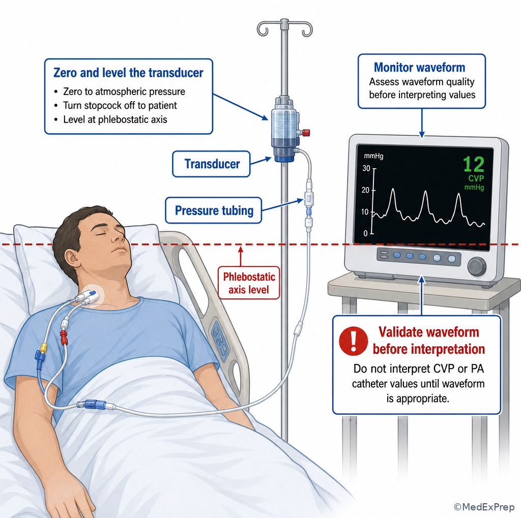 Hemodynamic line setup check