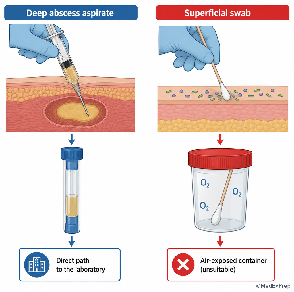 Deep abscess aspirate versus superficial swab