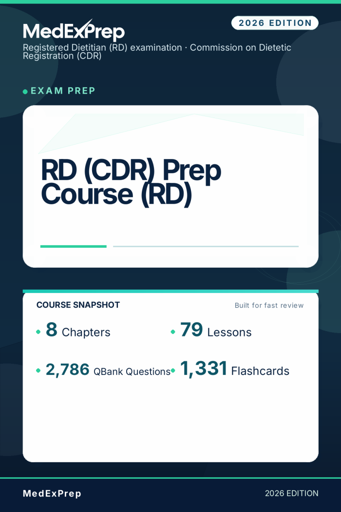 Set Rd Prep RD (CDR) Prep Course (RD) – MedExPrep